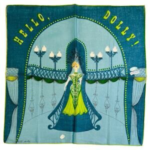 Vintage Faith Austin Handkerchief Hello Dolly Broadway Musical Stickers Rare NWT